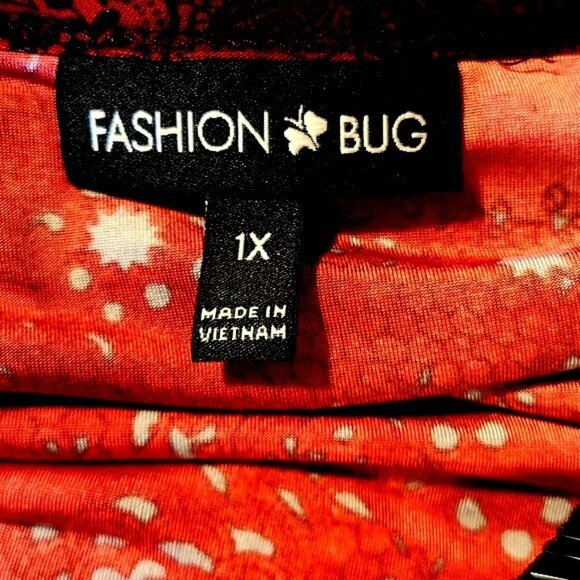 Fashion Bug Women's Size 1X Red & Black Collar Beaded Tank Coquette Office Wear - Picture 4 of 6